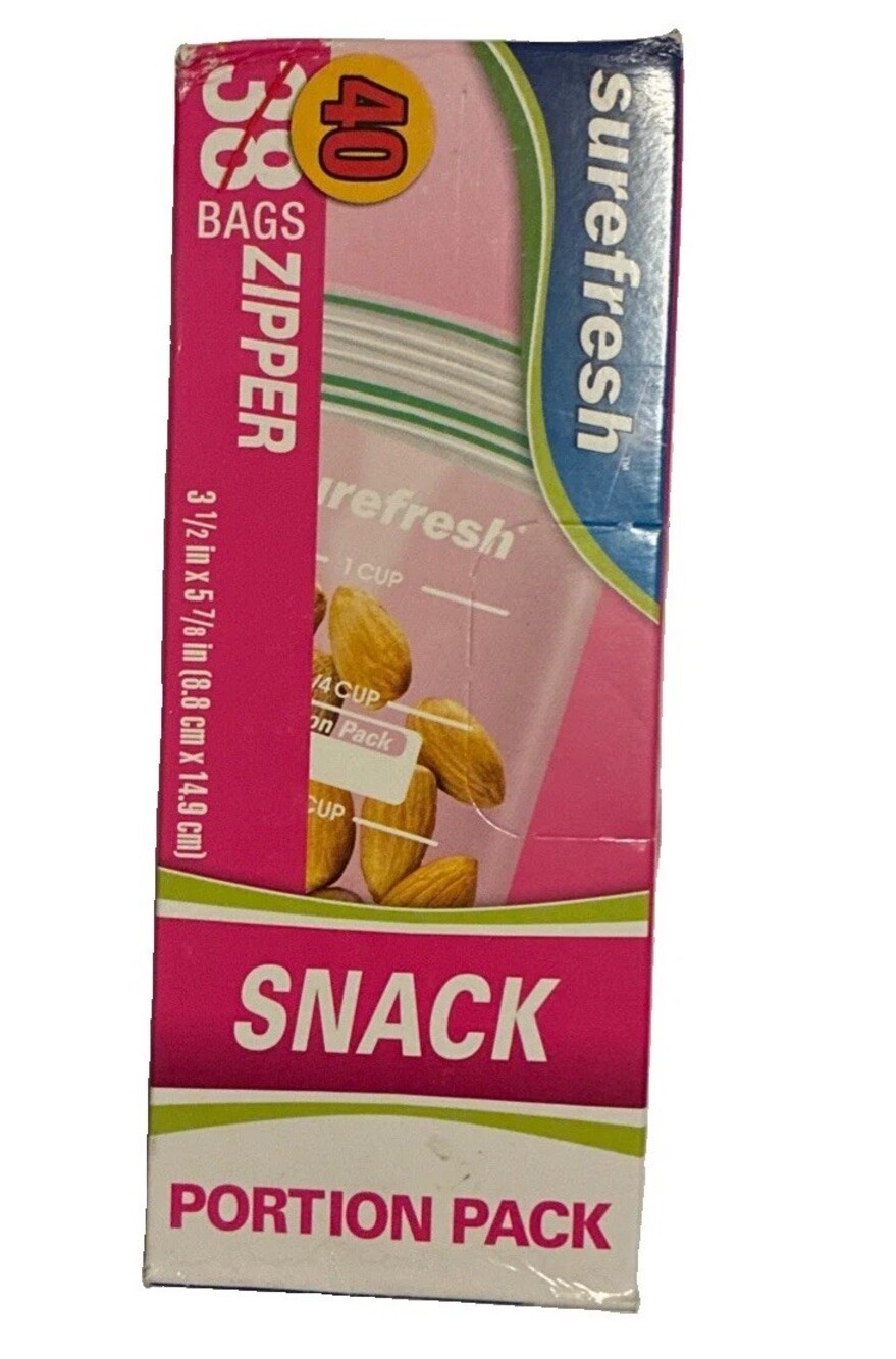 Surefresh Zipper Seal Snack Bags 5.1 X 4.7" 50 Count